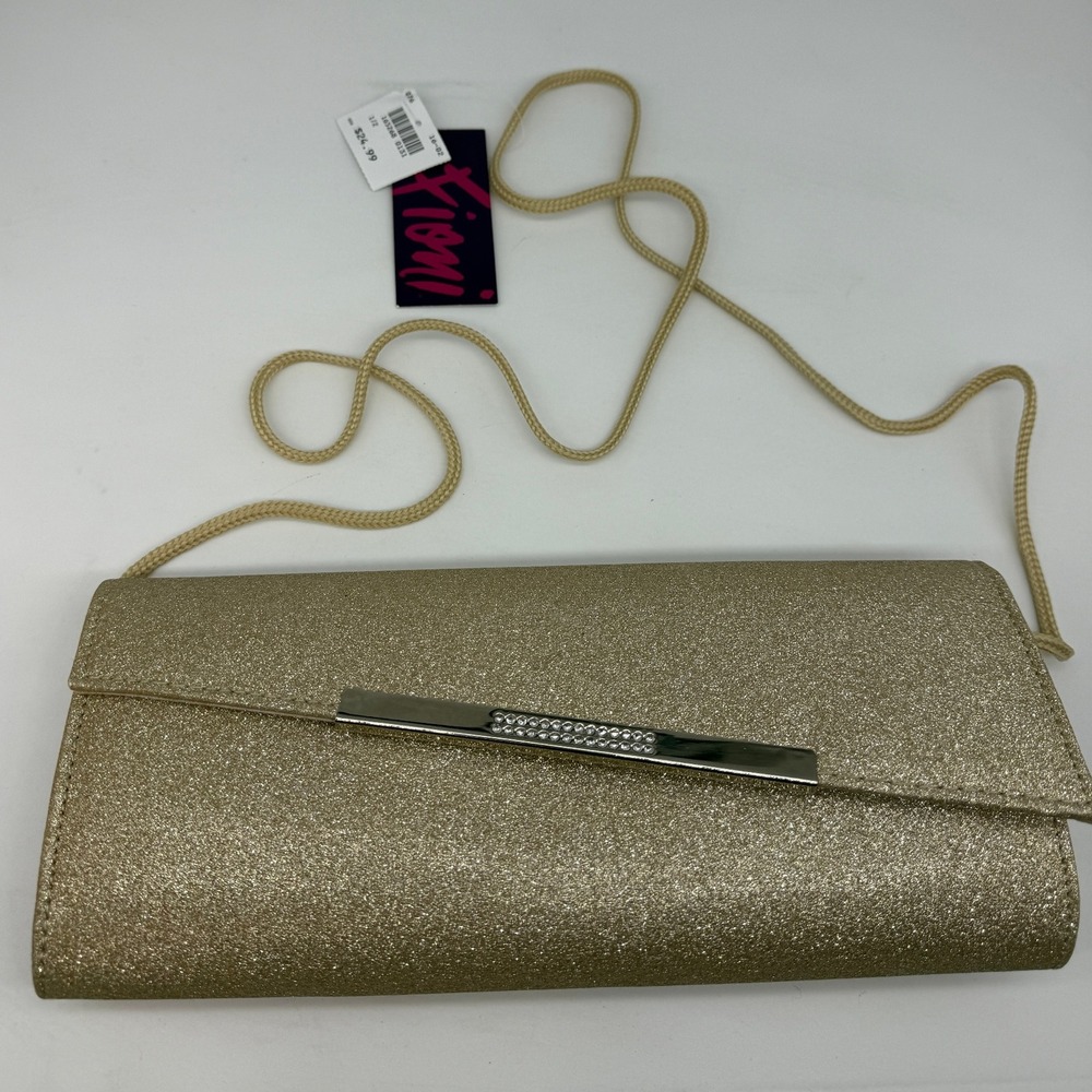 Fioni Night Clutch/Shoulder Women's Glitter Bag Gold Tone Evening Formal